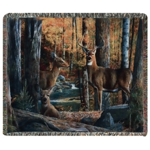Broken Silence Rustic Deer in Forest Tapestry Throw Blanket 50 x 60 - All