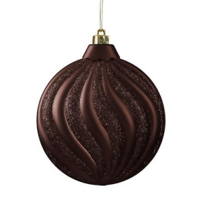 6Ct Matte Chocolate Brown Swirl Shatterproof Christmas Disc Ornaments 6.25 - All