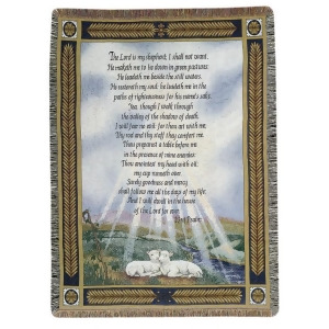 Religious Lamb 23rd Psalm Bible Verse Woven Tapestry Throw Blanket 50 x 60 - All