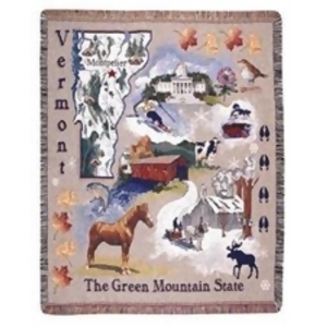 State of Vermont Retro Tapestry Throw Afghan 50 x 60 - All