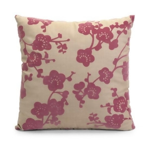 16 Off-White and Dark Pink Cherry Blossom Square Throw Pillow - All