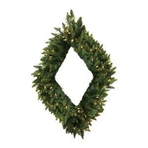 42 Pre-Lit Camdon Fir Diamond Shaped Artificial Christmas Wreath Clear Lights - All