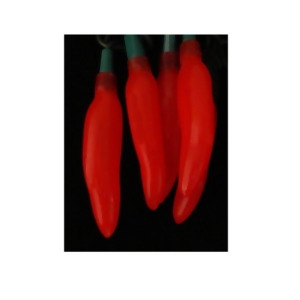 Set of 20 Everglow Red Chili Pepper Novelty Christmas Lights Green Wire - All