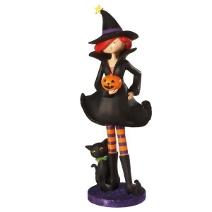 18 Glittered Sweet and Sassy Halloween Witch with Black Cat Figure - All