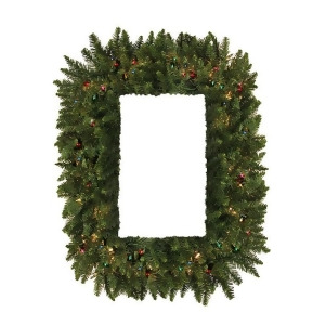 36 Pre-Lit Camdon Fir Rectangular Artificial Christmas Wreath Multi Lights - All
