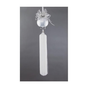 21 Snow Drift Fancy Silver Ball With White Tassel Christmas Ornament - All