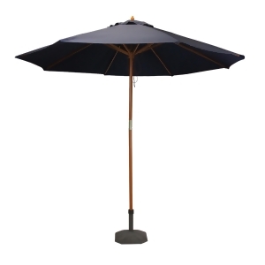 9' Outdoor Patio Market Umbrella Navy Blue and Cherry Wood - All