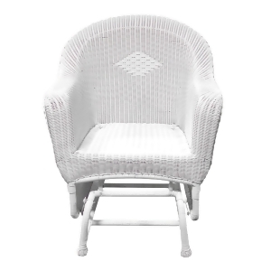 36 White Resin Wicker Single Glider Patio Chair - All