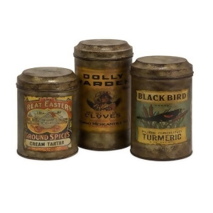 Set of 3 Antique Vintage Label Metal Canisters 8 - All