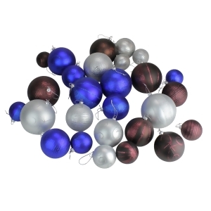 Pack of 27 Shatterproof Blue Chocolate Silver Christmas Ball Ornaments - All