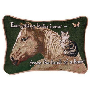 Set of 2 Horse Cat Decorative Throw Pillows 9 x 12 - All