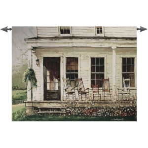 Back Porch Gathering Rocking Chair Cotton Tapestry Wall Art Hanging 35 x 53 - All