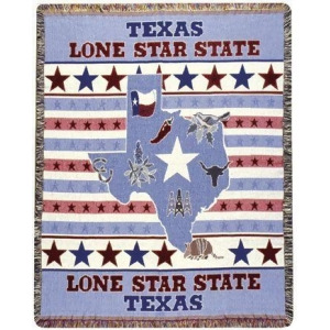 Texas Lone Star State Tapestry Throw Afghan 50 x 60 - All