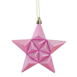 12Ct Matte Bubblegum Pink Glittered Star Shatterproof Christmas Ornaments 5 - All