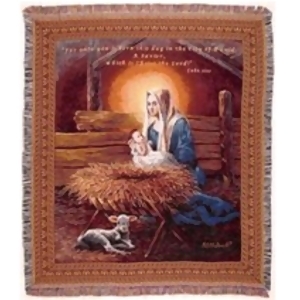 Madonna Child Manger Scene Christmas Tapestry Throw Blanket 50 x 60 - All