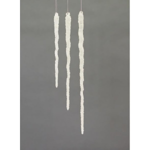 Set of 3 Snow Drift Clear Glittered Glass Icicle Christmas Ornaments - All