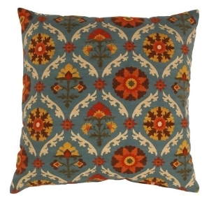 Mayan Turquoise Blue Floral Medallion Cotton Floor Pillow 23 x 23 - All