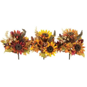 Club Pack of 12 Fall Artificial Yellow Orange Red Sunflower Berry Bouquets - All