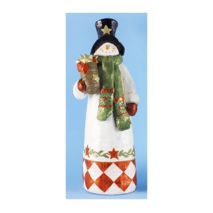 18 Folk Art Snowman with a Black and Red Christmas Hat Table Top Figure - All