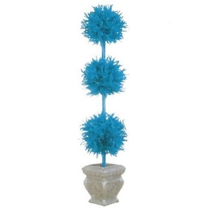 5' Pre-Lit Blue Tinsel Triple Ball Potted Topiary Tree Blue Lights - All