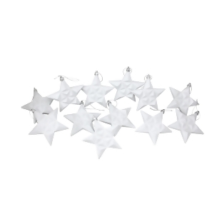 12Ct Matte Winter White Glittered Star Shatterproof Christmas Ornaments 5 - All