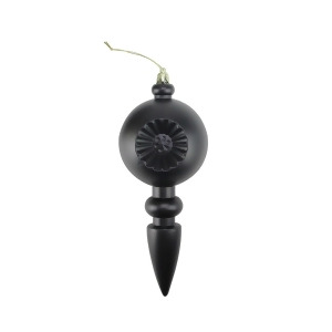 4Ct Matte Jet Black Retro Reflector Shatterproof Christmas Finial Ornaments 7.5 - All