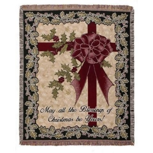 Christmas Blessings Bow Tapestry Afghan Throw Blanket 50 x 60 - All
