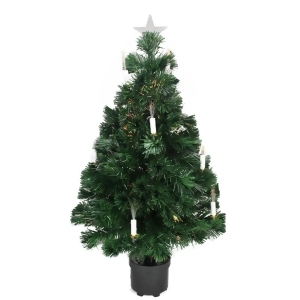 3' Pre-Lit Fiber Optic Artificial Christmas Tree with Candles Multi Lights - All