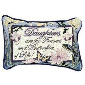 Set of 2 Daughter Flowers Butterflies Decorative Throw Pillows 9 x 12 - All