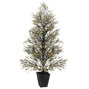 51 Potted Gold Black Glittered Berry Christmas Topiary Tree #Xbz728-go - All