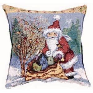 Santa Chickadees Theme Decorative Christmas Throw Pillow 17 x 17 - All