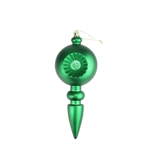 4Ct Matte Green Retro Reflector Shatterproof Christmas Finial Ornaments 7.5 - All