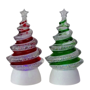 Set of 2 Led Lighted Color-Changing Swirl Tree Christmas Glitterdomes 8.5 - All