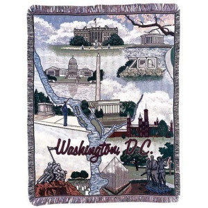 Washington D.c. Pictorial Tapestry Throw Afghan 50 x 60 - All