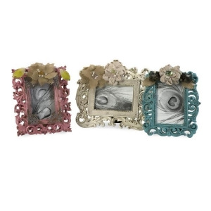 Set of 3 Decadently Styled Floral Burlap 4 x 6 Photo Picture Frames - All