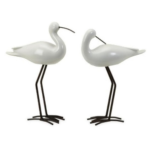 Set of 2 Seaside Inspired White Ceramic Standing Egret Seabirds 14 - All
