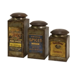 Set of 3 Antique Vintage Label Wood and Metal Canisters 9 - All