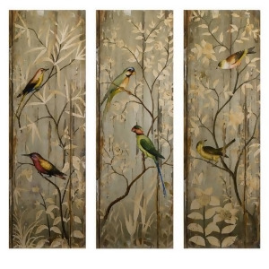 Set of 3 Tranquil Botanical Bird Wall Decor Panels 42 - All