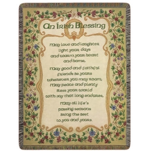 Traditional Floral Irish Blessing Tapestry Throw Blanket 50 x 60 - All