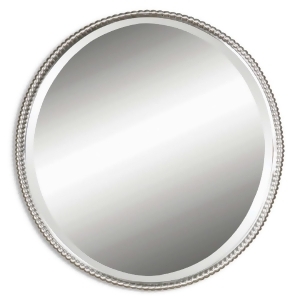 32 Hand Forged Brushed Nickel Oval Beveled Wall Mirror - All