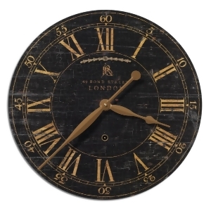 18 Black and Gold Weathered Crackled British Theme Wall Clock - All