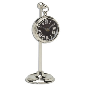 12 Black British Brass Pocket Watch Style Clock on Adjustable Telescopic Stand - All