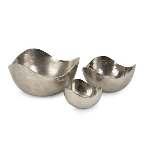 Set of 3 Stackable Rough Textured Aluminum Unique Shaped Decorative Bowls - All