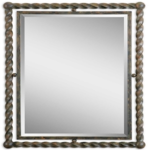 35 Hand Forged Twisted Wrought Iron Rectangular Beveled Wall Mirror - All