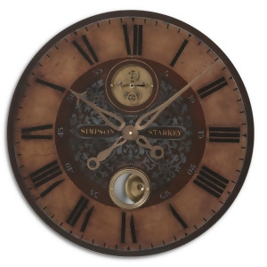 23 Weathered Finish and Cast Brass Internal Pendulum Wall Clock - All