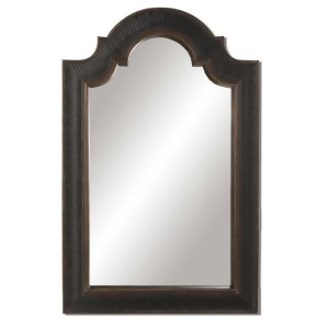 45 Crackled Black and Gold Ribbed Arch Rectangular Wall Mirror - All