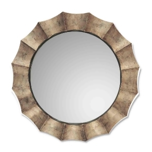 41 Antiqued Warm Silver Leaf and Satin Black Round Wall Mirror - All