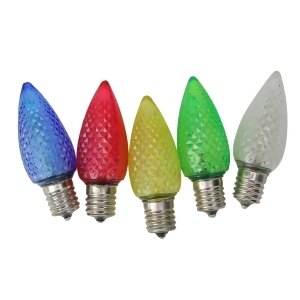 Club Pack of 25 Faceted Transparent Multi Led C9 Christmas Replacement Bulbs - All