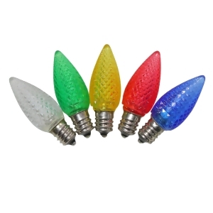 Club Pack of 25 Faceted Transparent Multi Led C7 Christmas Replacement Bulbs - All