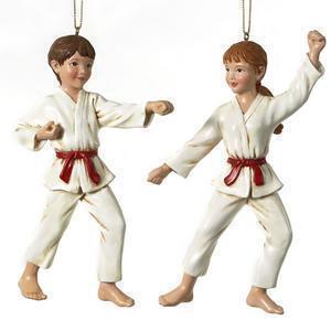 Club Pack of 12 Karate Martial Arts Uniformed Boy and Girl Christmas Ornaments - All